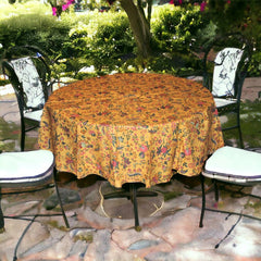 French Coated Cotton Tablecloth - Versailles Round Yellow