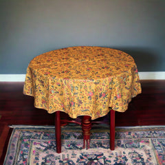 French Coated Cotton Tablecloth - Versailles Round Yellow