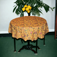 French Coated Cotton Tablecloth - Versailles Round Yellow