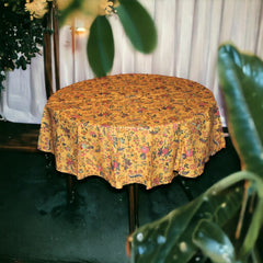 French Coated Cotton Tablecloth - Versailles Round Yellow