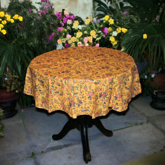 French Coated Cotton Tablecloth - Versailles Round Yellow