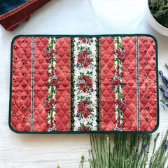 Provence Quilted Placemat - Tradition Salmon Orange - Green Trim - Marat d'Avignon