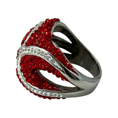 Vintage Red and Clear Pave Rhinestones Sea Star Ring