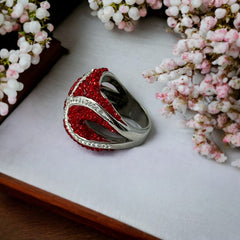 Vintage Red and Clear Pave Rhinestones Sea Star Ring