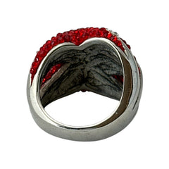 Vintage Red and Clear Pave Rhinestones Sea Star Ring