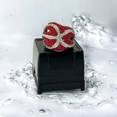 Vintage Red and Clear Pave Rhinestones Sea Star Ring