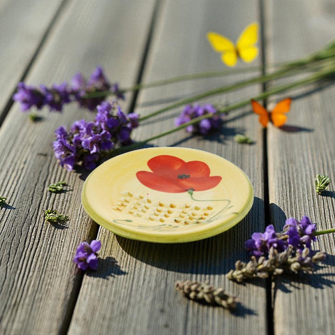 Provence Ceramic Garlic Grater - Red Poppy