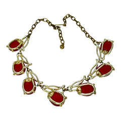 Vintage Moonglow Thermoset Lucite Red Fruits Necklace