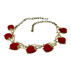 Vintage Moonglow Thermoset Lucite Red Fruits Necklace