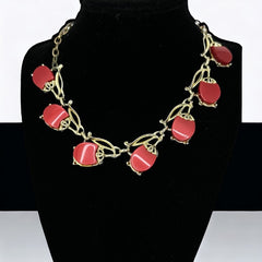 Vintage Moonglow Thermoset Lucite Red Fruits Necklace