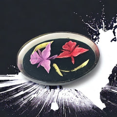 Vintage 1950s Reverse Carved Lucite Orchid Oval Brooch