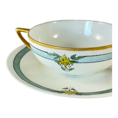 Antique Art Deco Rosenthal Selb Bavaria Donatello Fine China Two Handled Soup Bowl and Plate Set