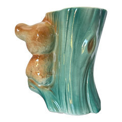 Vintage Royal Copley Bear on Tree Trunk Ceramic Vase