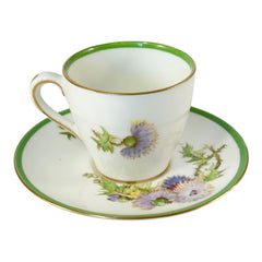 Vintage Royal Doulton Glamis Thistle Espresso Demi-Tasse Cup and Saucer Set - P. Curnock Artist Signed - 1950s Bone China Floral Set