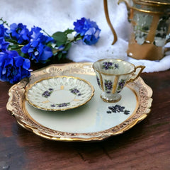 Vintage Royal Sealy Lusterware Tea Cup & Saucer Set with Periwinkle Flowers