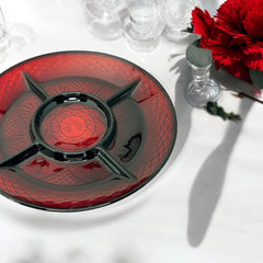 Vintage French Crystal d'Arques-Durand Ruby Red Round Relish Plate – Antique Ruby Collection