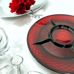 Vintage French Crystal d'Arques-Durand Ruby Red Round Relish Plate – Antique Ruby Collection