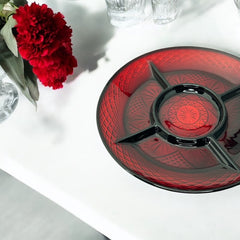 Vintage French Crystal d'Arques-Durand Ruby Red Round Relish Plate – Antique Ruby Collection