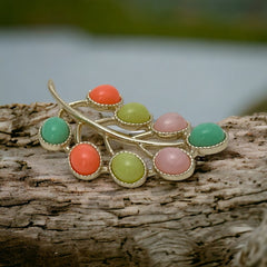Vintage Sarah Coventry Candy Land Pastel Multicolor Cabochons Floral Brooch