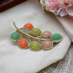 Vintage Sarah Coventry Candy Land Pastel Multicolor Cabochons Floral Brooch