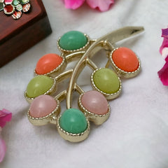 Vintage Sarah Coventry Candy Land Pastel Multicolor Cabochons Floral Brooch