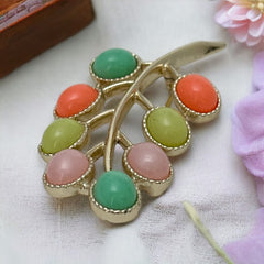 Vintage Sarah Coventry Candy Land Pastel Multicolor Cabochons Floral Brooch