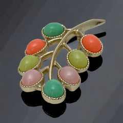 Vintage Sarah Coventry Candy Land Pastel Multicolor Cabochons Floral Brooch