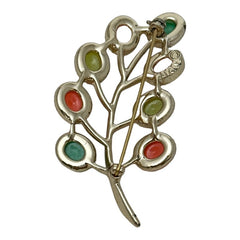 Vintage Sarah Coventry Candy Land Pastel Multicolor Cabochons Floral Brooch