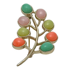 Vintage Sarah Coventry Candy Land Pastel Multicolor Cabochons Floral Brooch