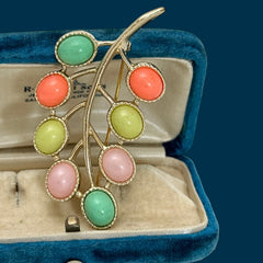 Vintage Sarah Coventry Candy Land Pastel Multicolor Cabochons Floral Brooch