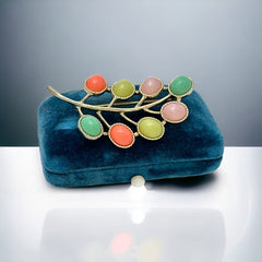 Vintage Sarah Coventry Candy Land Pastel Multicolor Cabochons Floral Brooch