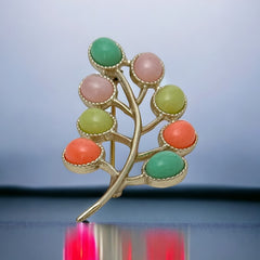 Vintage Sarah Coventry Candy Land Pastel Multicolor Cabochons Floral Brooch