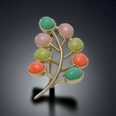 Vintage Sarah Coventry Candy Land Pastel Multicolor Cabochons Floral Brooch