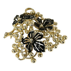 Vintage Sarah Coventry Black Enamel Flowers Grape Cluster Brooch Pendant