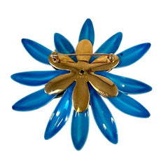 Vintage Sarah Coventry Blue Enamel Flower Large Brooch - Statement Brooch