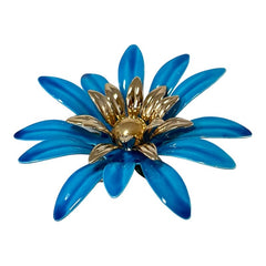 Vintage Sarah Coventry Blue Enamel Flower Large Brooch - Statement Brooch