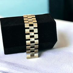 Vintage Sarah Coventry Brushed and Shiny Gold Tone Modernist Bracelet | 1960s Classic Geometric Design Jewelry | Mid-Century Modern Gift