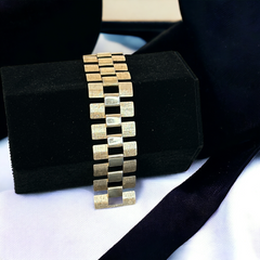 Vintage Sarah Coventry Brushed and Shiny Gold Tone Modernist Bracelet | 1960s Classic Geometric Design Jewelry | Mid-Century Modern Gift