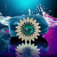 Vintage Sarah Coventry "Kathleen" Emerald Faceted & Clear Rhinestones Floral Brooch