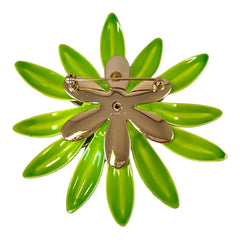 Vintage Sarah Coventry Green Enamel Flower Large Brooch