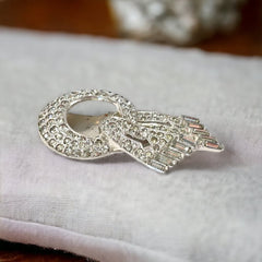 Vintage Art Deco Pave Rhinestones Scarf Dress Clip - 1930s