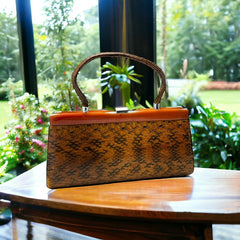 Vintage 1950s Light Brown Snakeskin Handbag