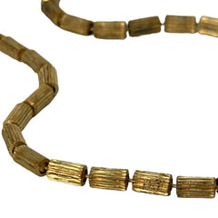 Vintage Modernist Textured Gold Tone Cylinder Bead Link Chain Necklace