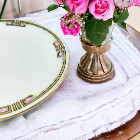 Vintage Thomas Bavaria 1926 Art Deco Gold Motif and Pink Roses China Small Plate