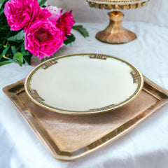 Vintage Thomas Bavaria 1926 Art Deco Gold Motif and Pink Roses China Small Plate