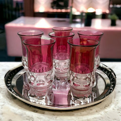 Vintage Tiffin Franciscan Kings Crown Ruby Thumbprint Glass Juice Tumblers Set of 6