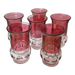 Vintage Tiffin Franciscan Kings Crown Ruby Thumbprint Glass Juice Tumblers Set of 6
