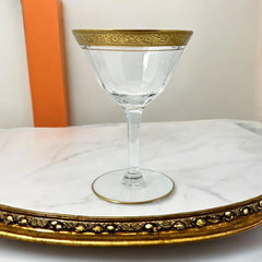 Vintage Tiffin Franciscan Minton Optic Coupe/Sherbet Glasses with Gold Encrusted Ornate Band Set of 6