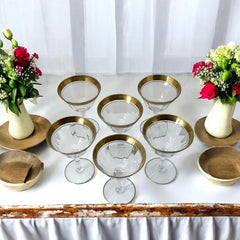 Vintage Tiffin Franciscan Minton Optic Coupe/Sherbet Glasses with Gold Encrusted Ornate Band Set of 6