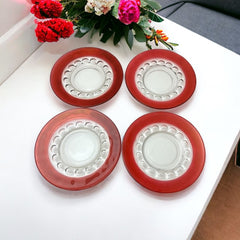 Vintage Tiffin Franciscan Kings Crown Ruby Thumbprint Glass Dessert/Salad Plates Set of 4